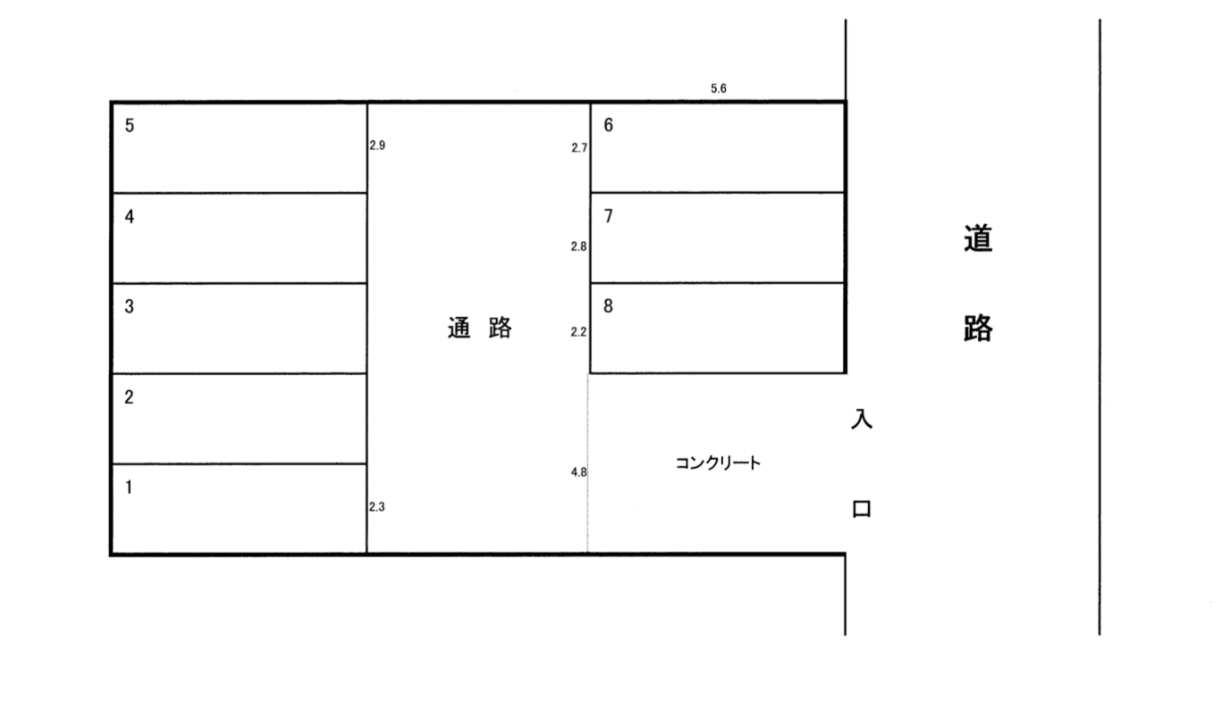 長谷川駐車場の駐車配置図
