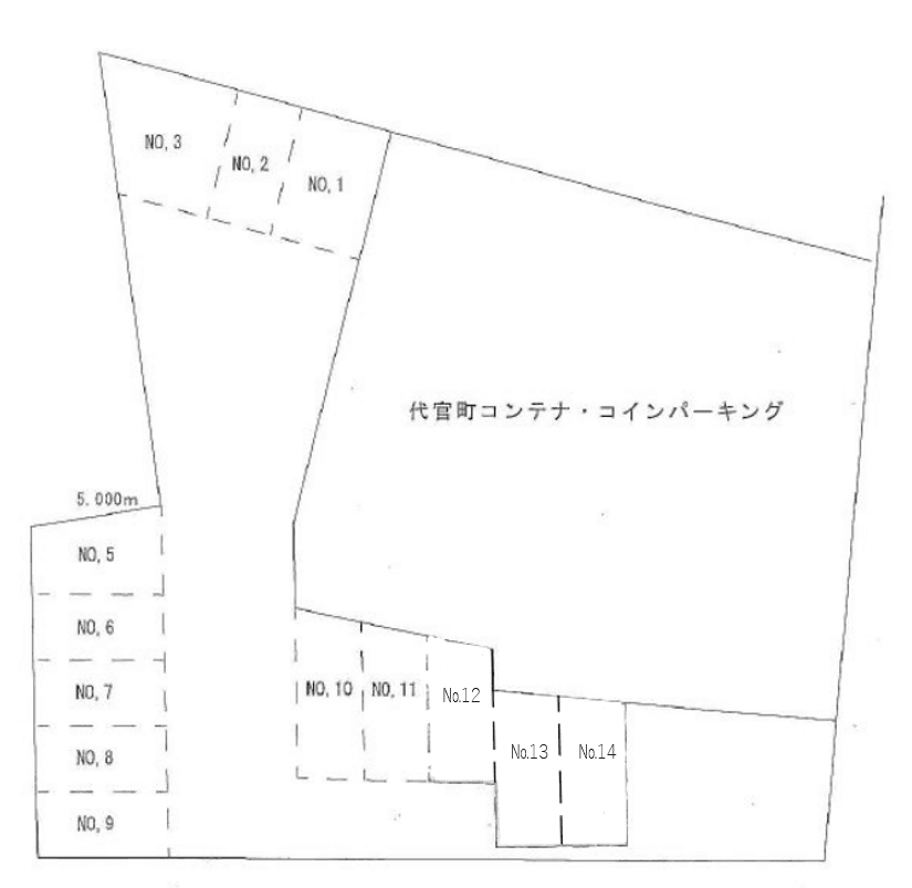 代官町・大八木月極駐車場の駐車配置図