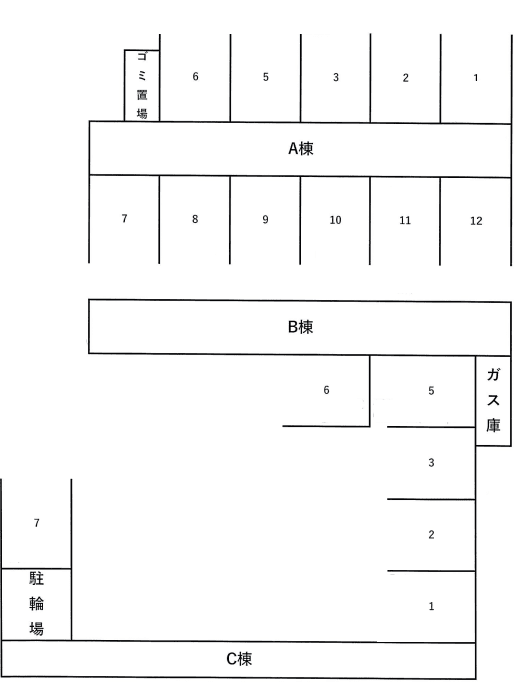 善和ハイツCの駐車配置図