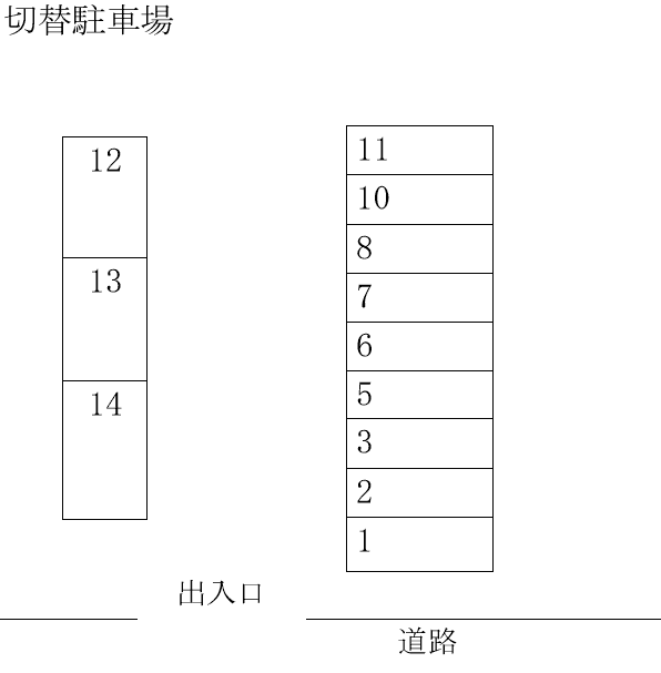 切替駐車場の駐車配置図