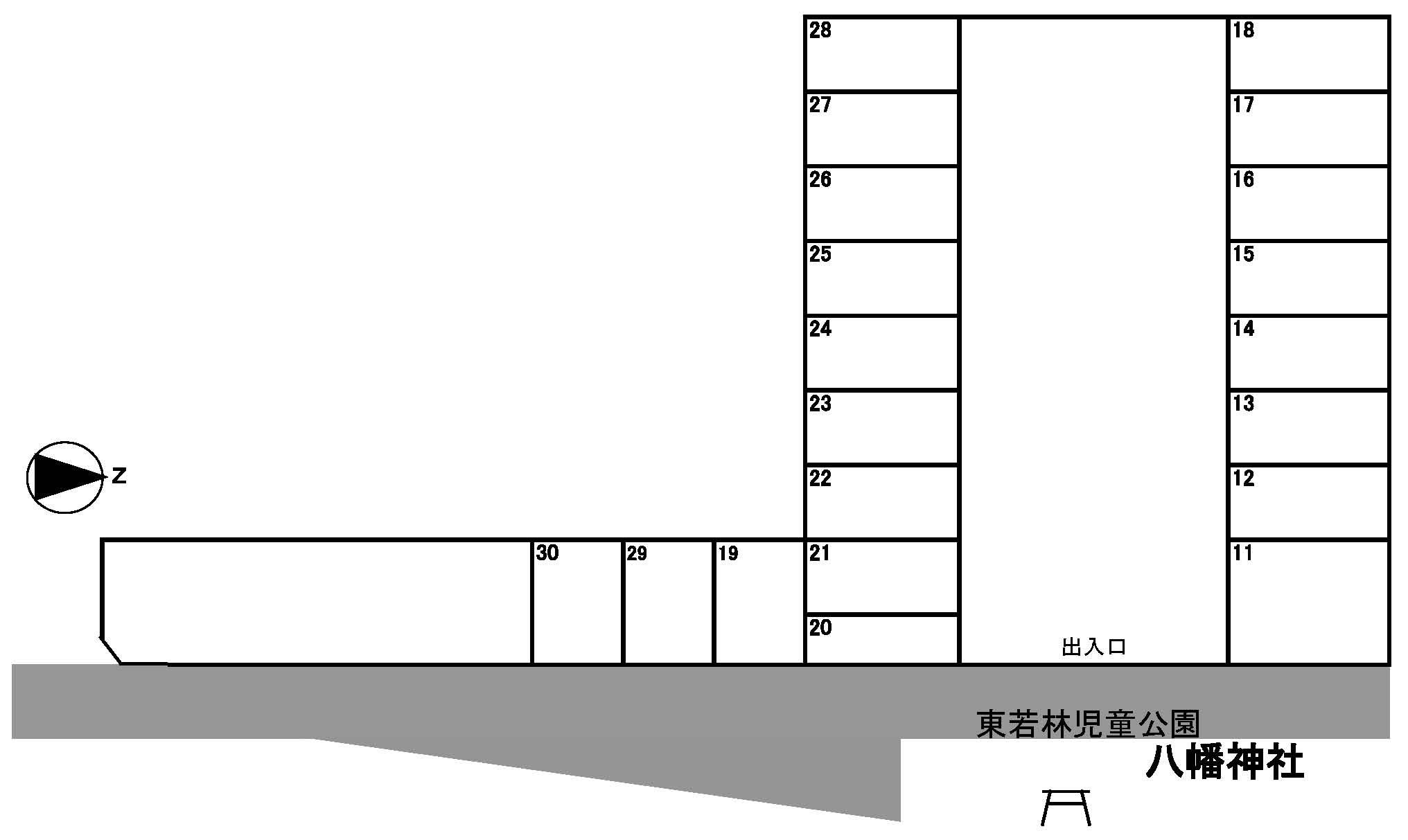 東若林町　KHW16　駐車場の駐車配置図