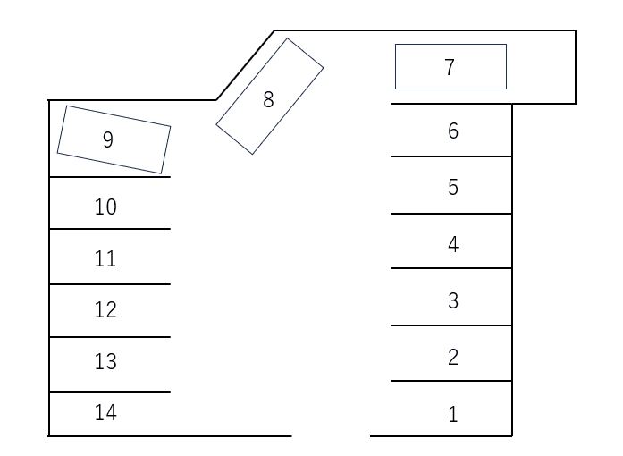 比嘉氏泊パーキングの駐車配置図