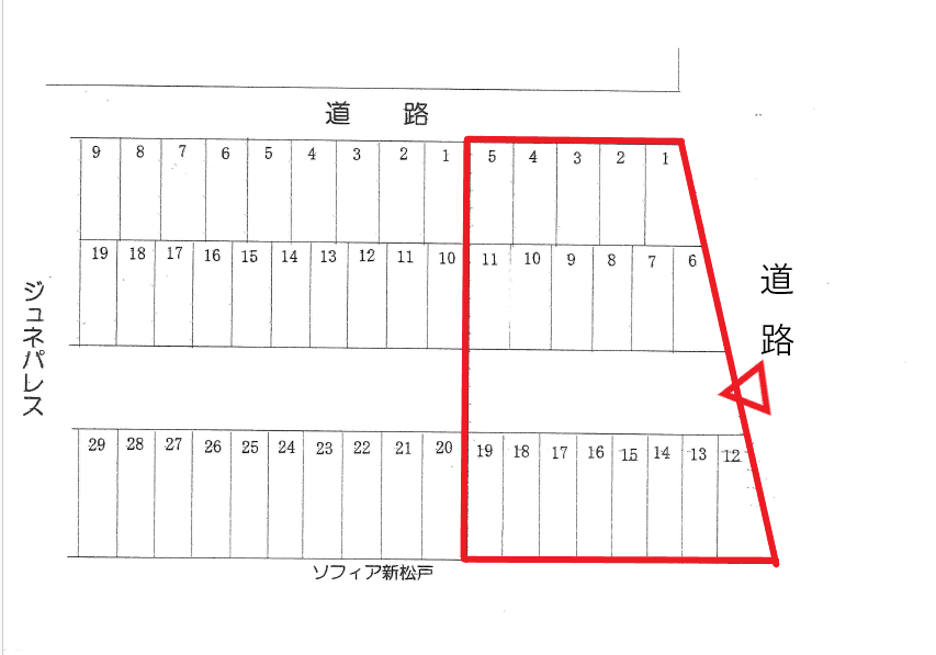 池田(百)新松戸1丁目駐車場の駐車配置図