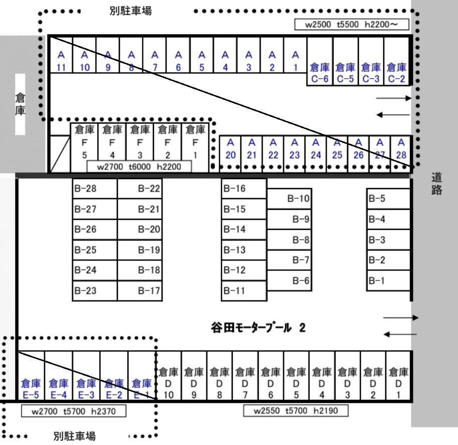 谷田モータープール２の駐車配置図