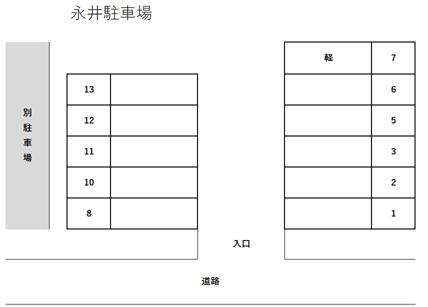 永井駐車場の駐車配置図