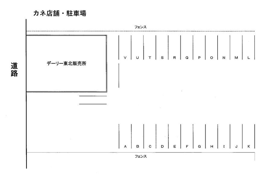 カネ店舗・駐車場の駐車配置図