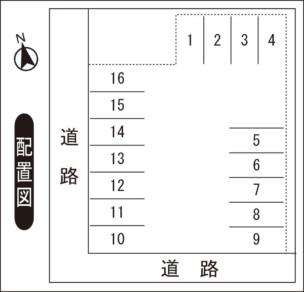 長本Sモータープールの駐車配置図