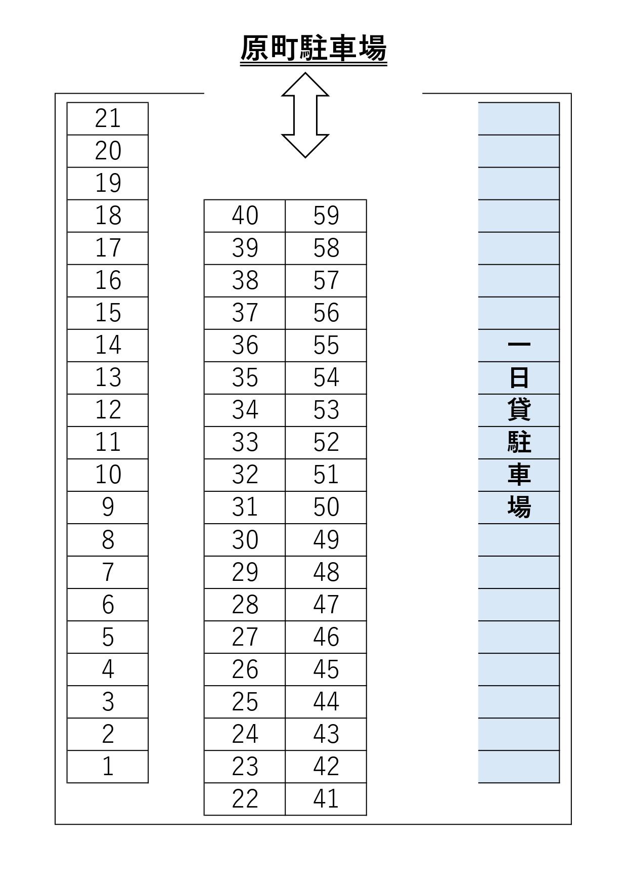 原町駐車場の駐車配置図
