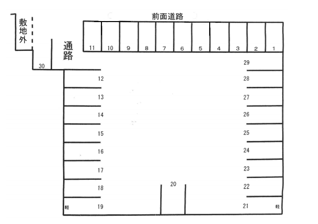 上乃木野津駐車場の駐車配置図