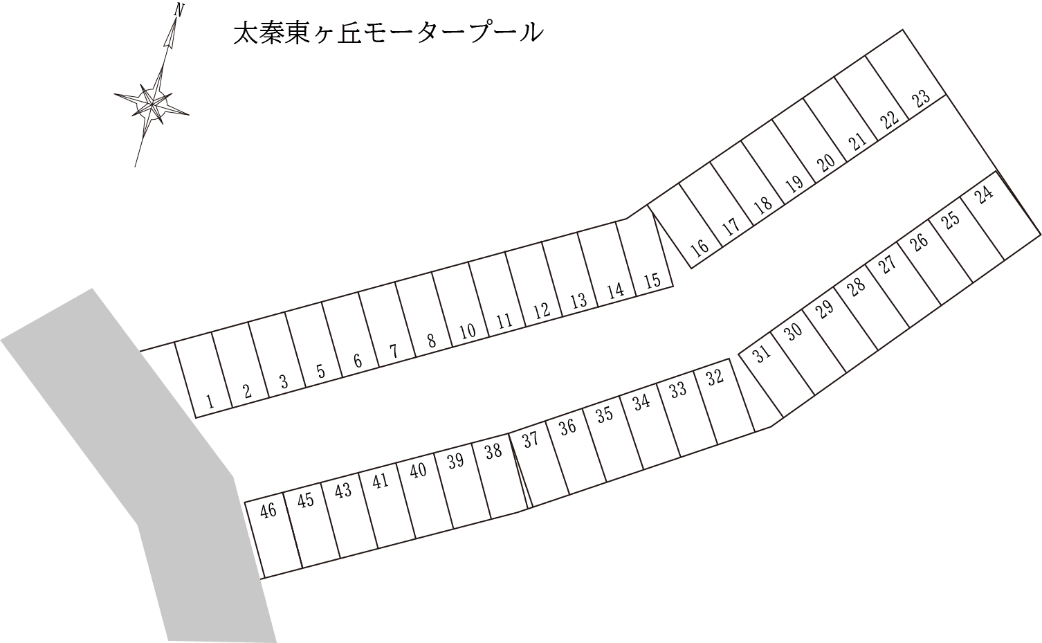 太秦東ヶ丘モータープールの駐車配置図
