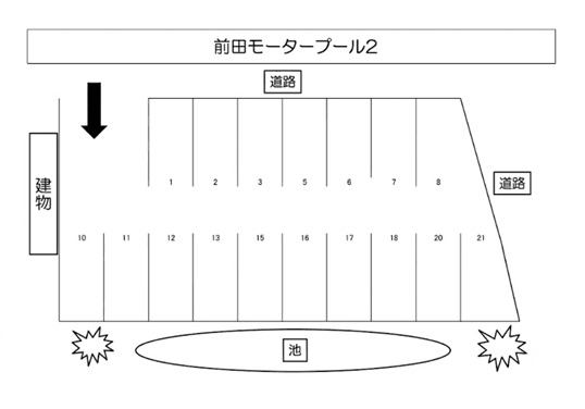 前田モータープール2の駐車配置図