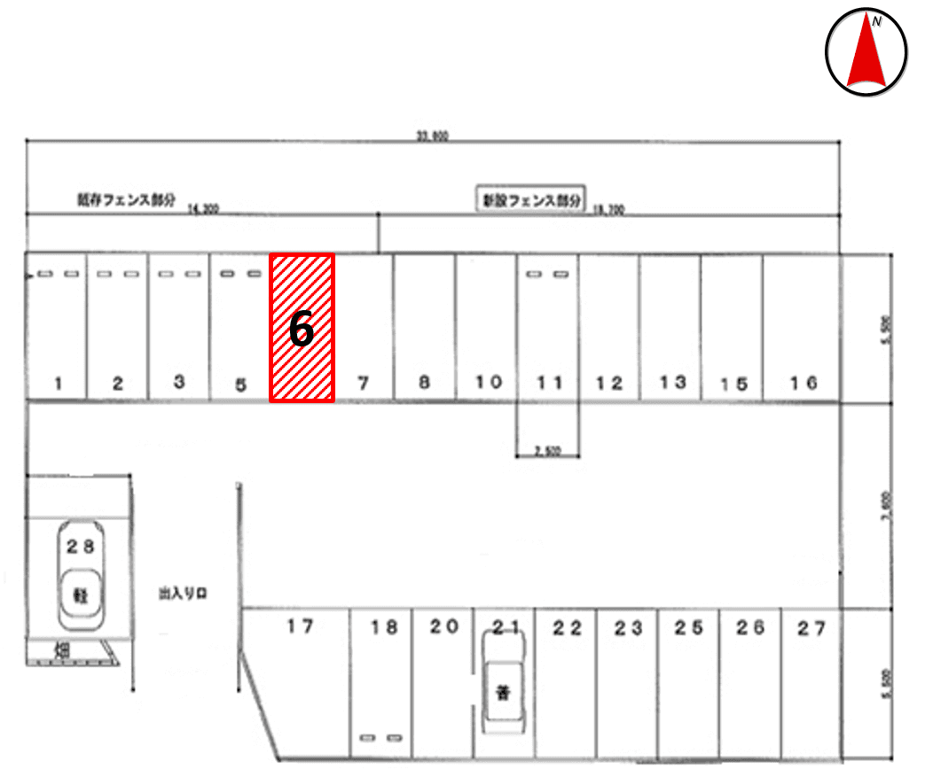 細田第26モータープールの駐車配置図