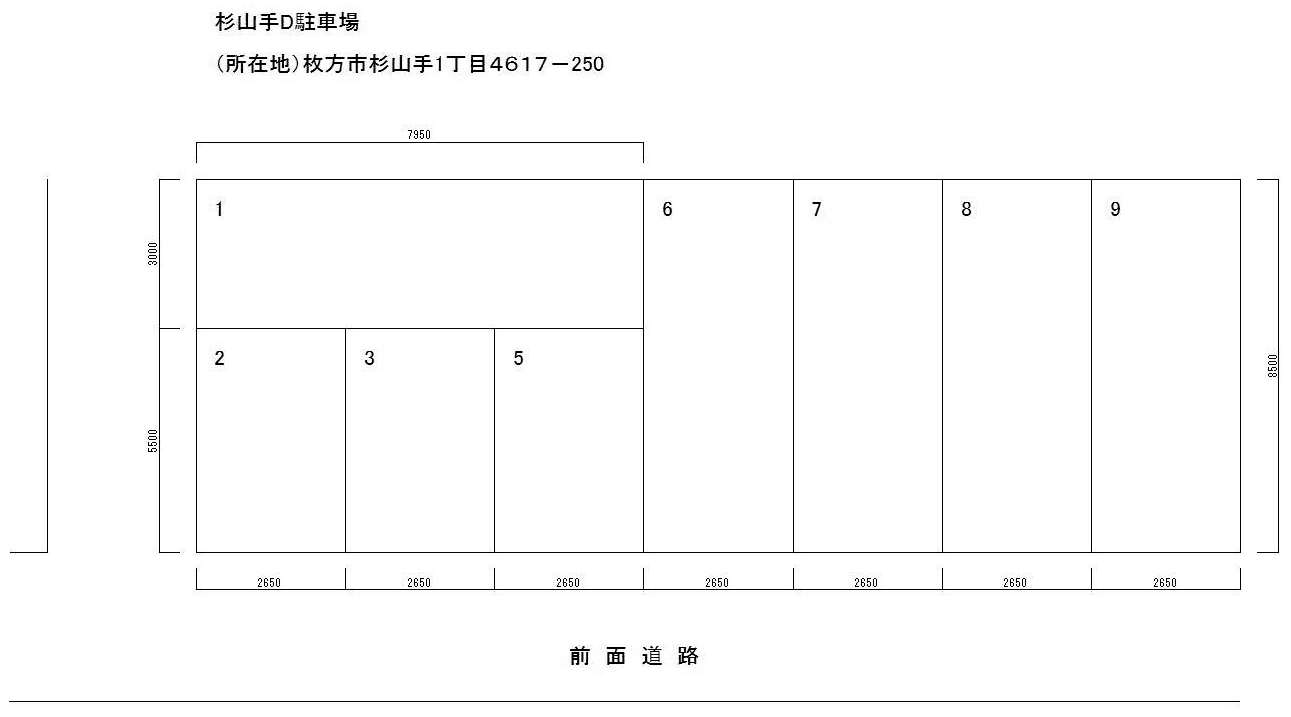 杉山手D駐車場の駐車配置図