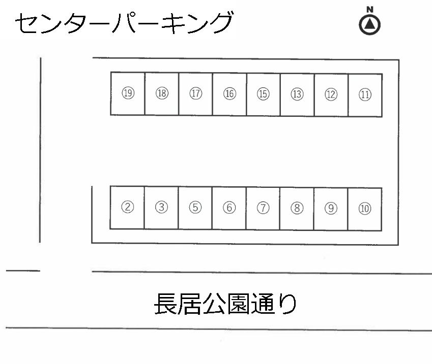 センターパーキングの駐車配置図