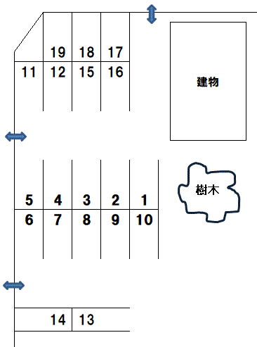 泉町一丁目月極駐車場の駐車配置図