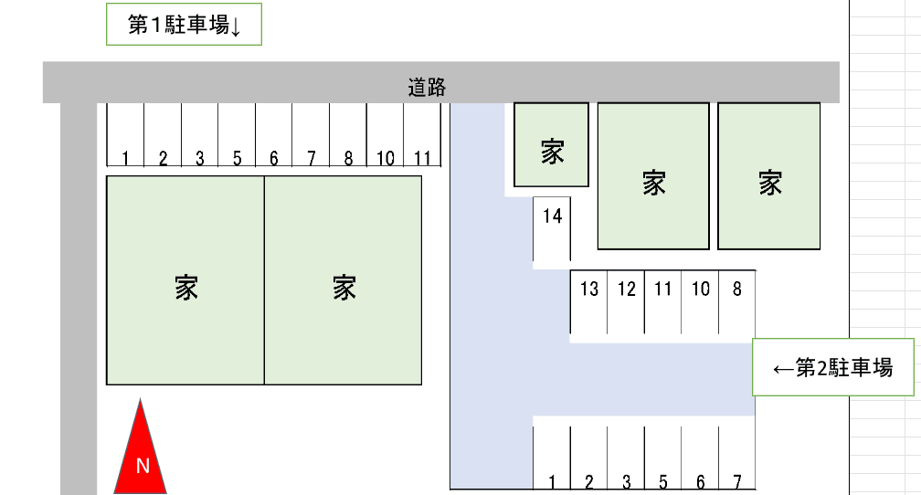 城山駐車場の駐車配置図