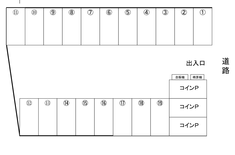 大江パーキングの駐車配置図
