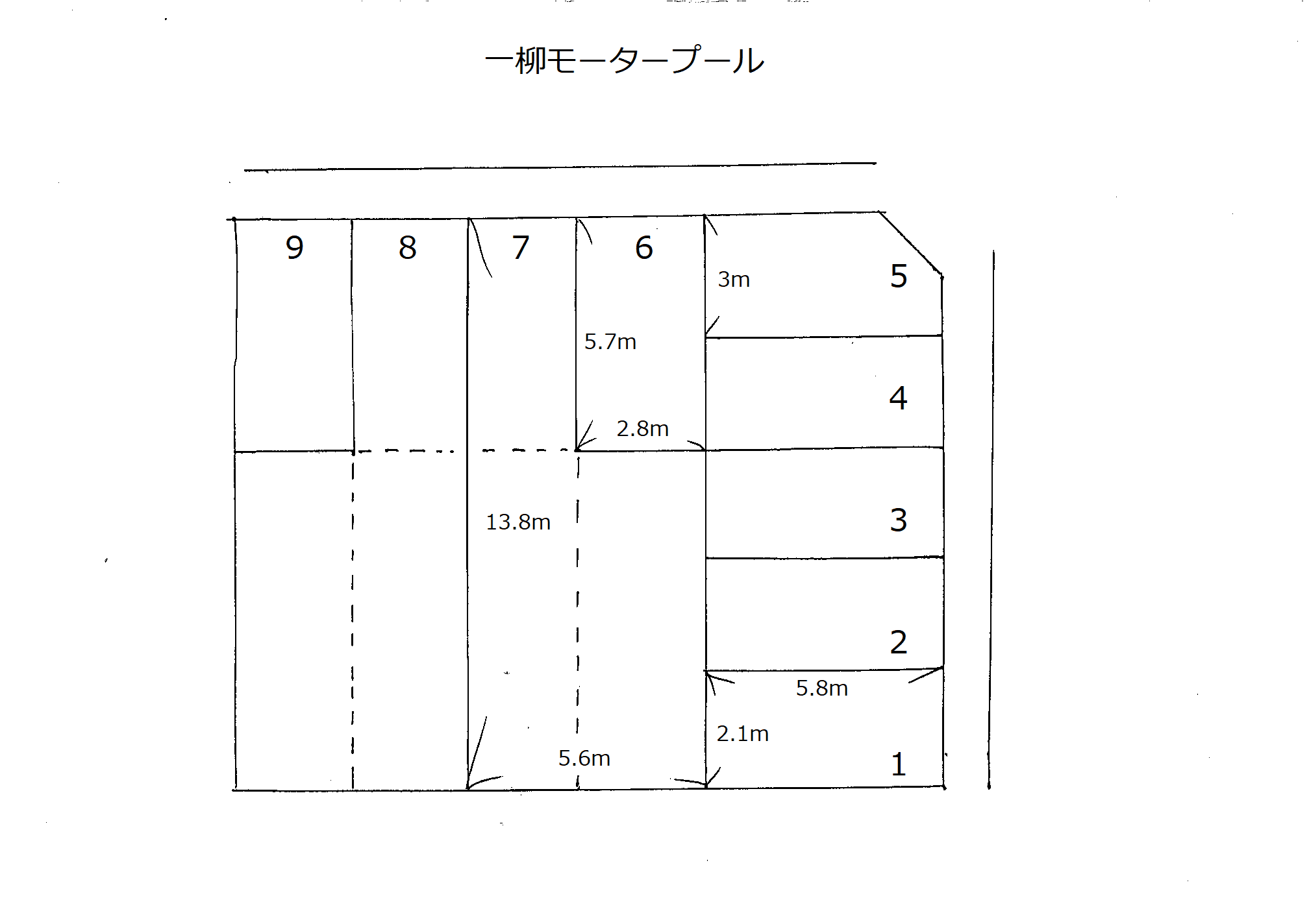 一柳モータープール（旧高見横）の駐車配置図