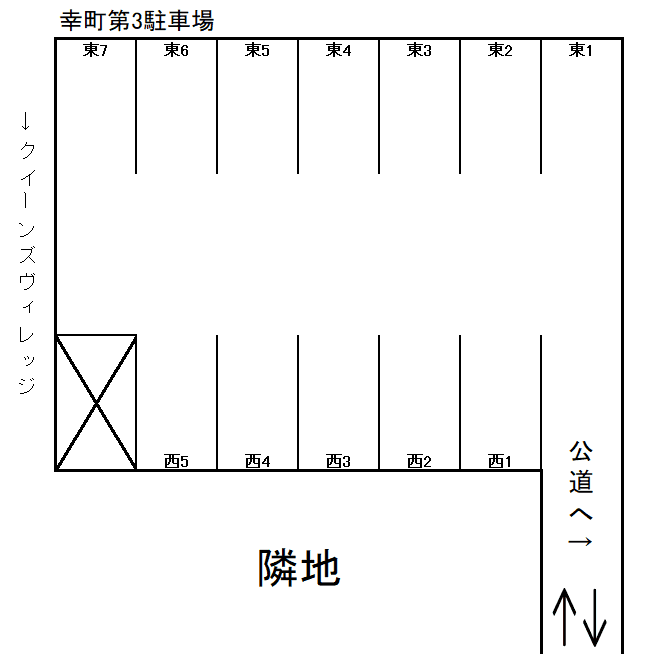 幸町第３駐車場の駐車配置図
