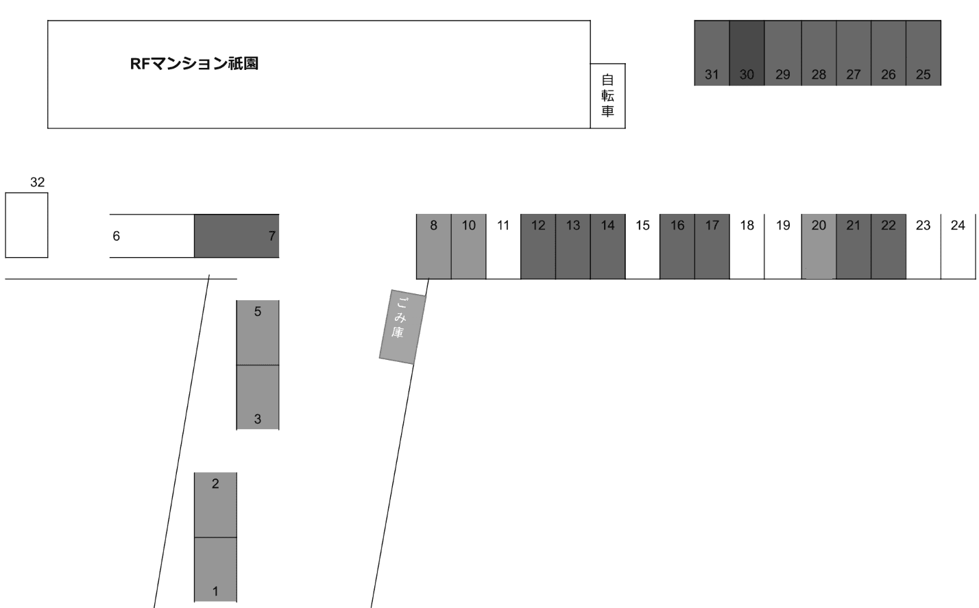 RFマンション祇園の駐車配置図