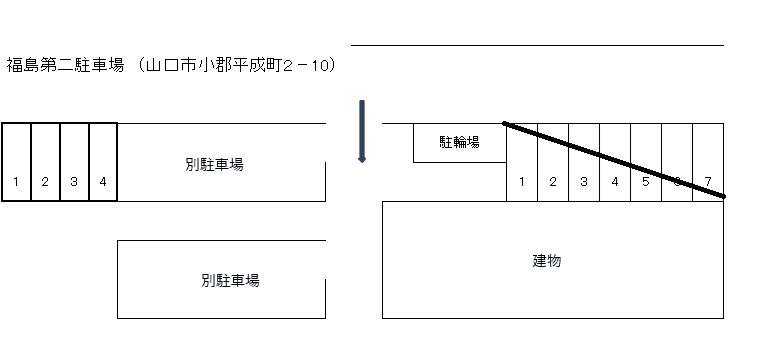 福島第二月極駐車場の駐車配置図