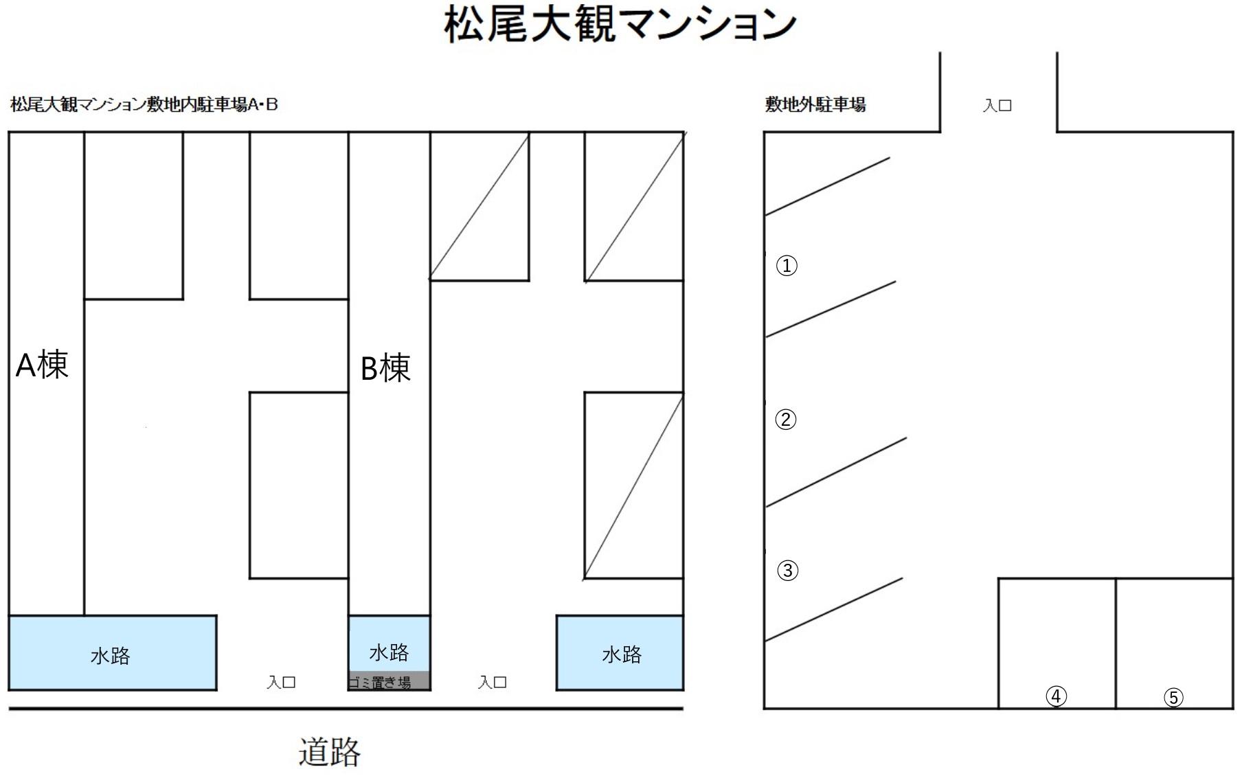 松尾大観マンションの駐車配置図