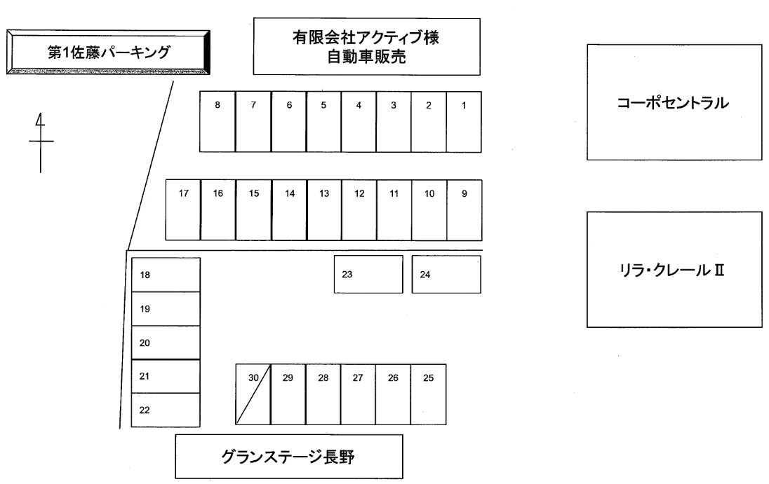 第1佐藤パーキングの駐車配置図