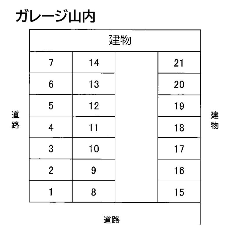 ガレージ山内の駐車配置図