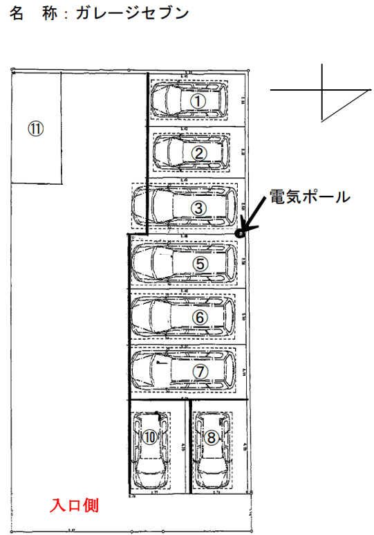 ガレージセブンの駐車配置図