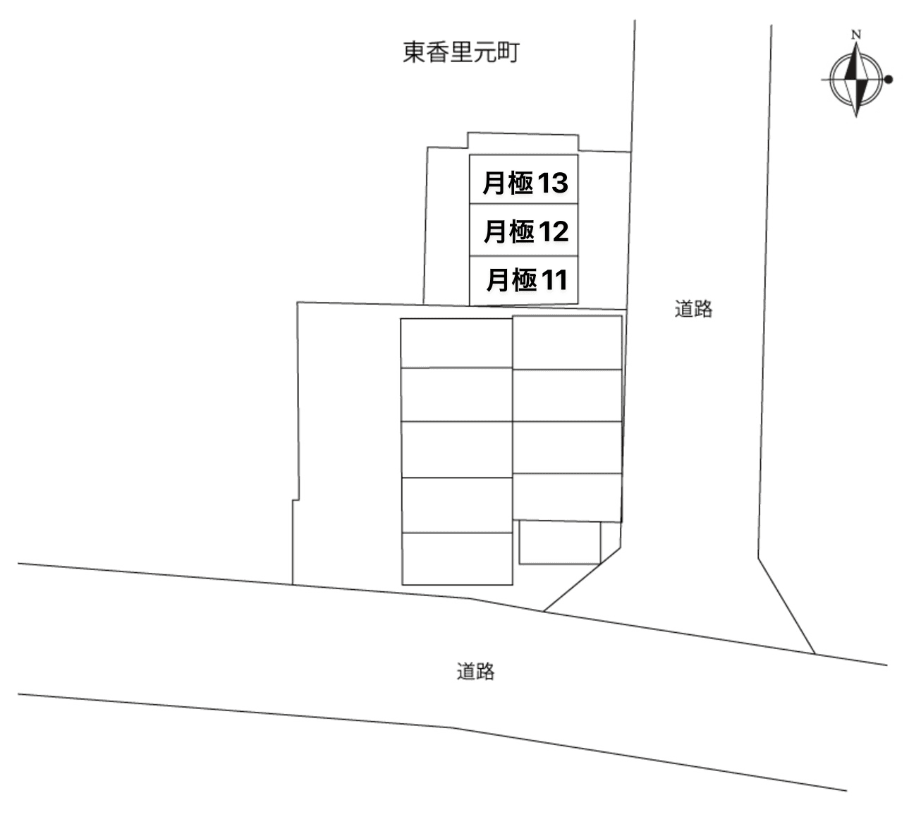 東香里元町の駐車配置図
