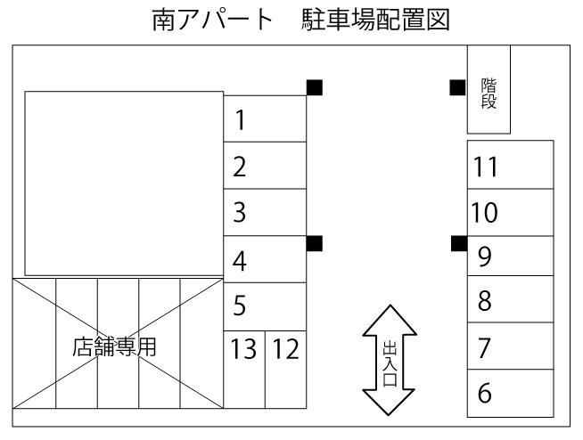 南ｱﾊﾟｰﾄの駐車配置図