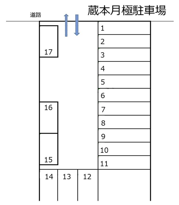 蔵本月極駐車場の駐車配置図