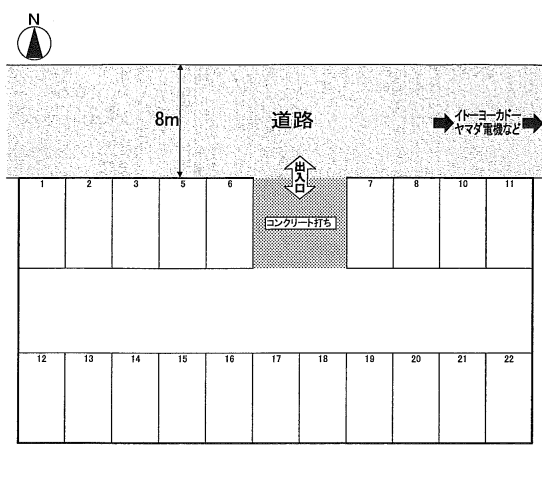 新屋敷駐車場の駐車配置図