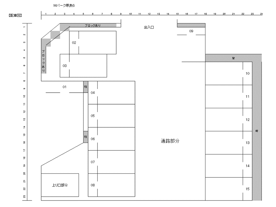 Ｍパーク原良６の駐車配置図
