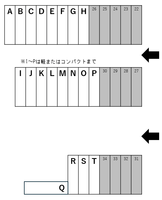 ウィングライズ第二駐車場の駐車配置図