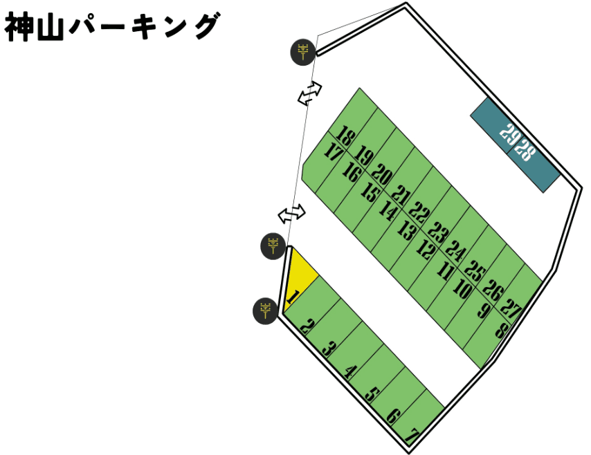 神山パーキングの駐車配置図