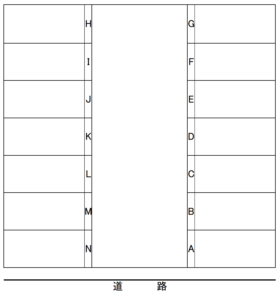 堀内駐車場Ⅴの駐車配置図
