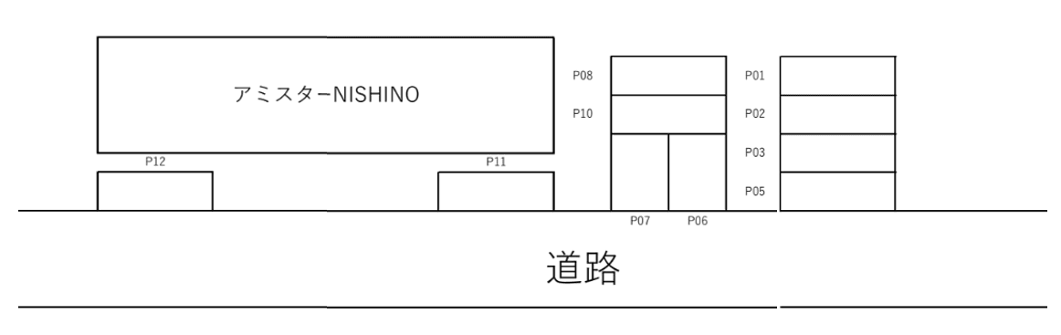 アミスターNISHINOの駐車配置図