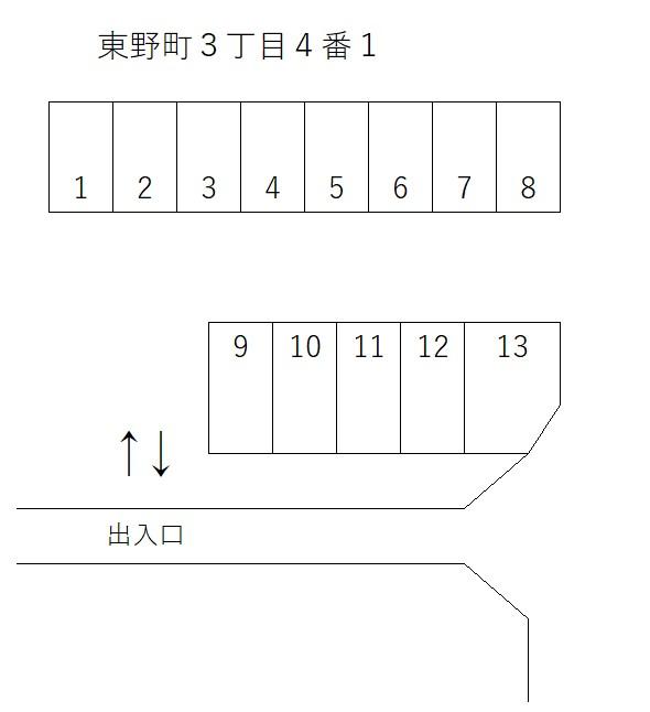 東野町３丁目４番１の駐車配置図