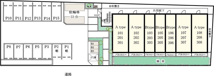 リブリ・朝霞A駐車場の駐車配置図