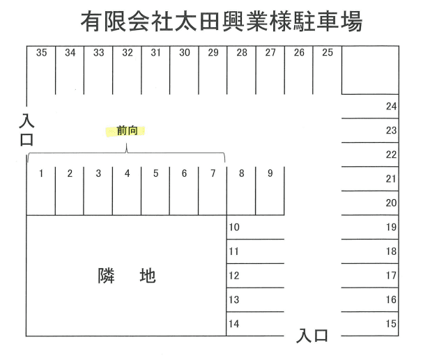 有限会社太田興業様駐車場の駐車配置図
