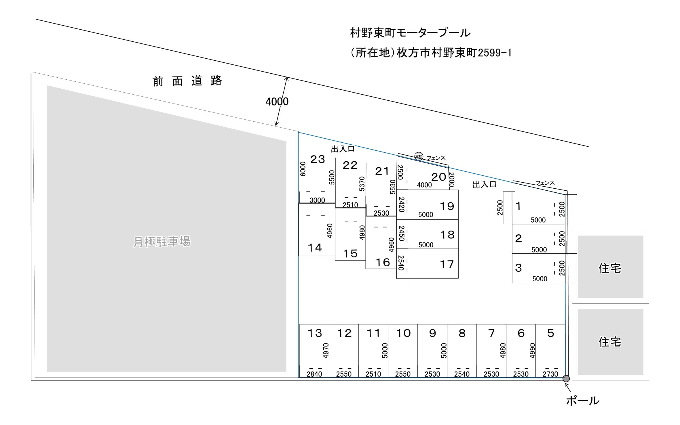 村野東町モータープールの駐車配置図