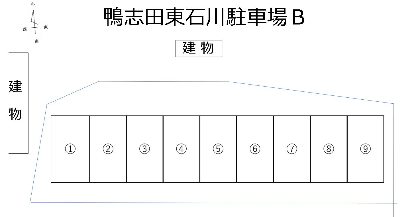 鴨志田東石川駐車場Ｂの駐車配置図