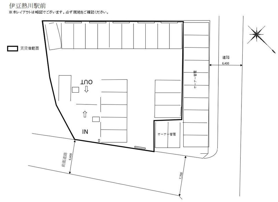 伊豆熱川駅前の駐車配置図