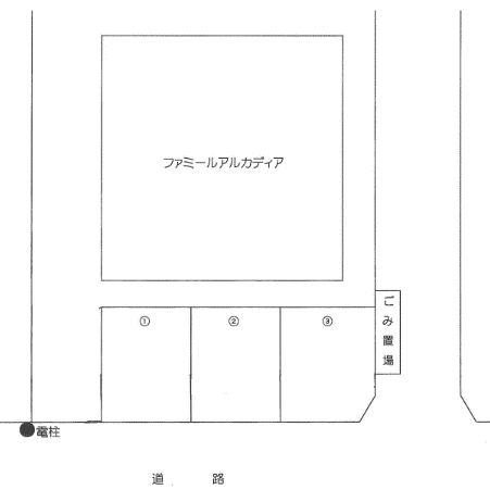 ファミールアルカディア駐車場の駐車配置図