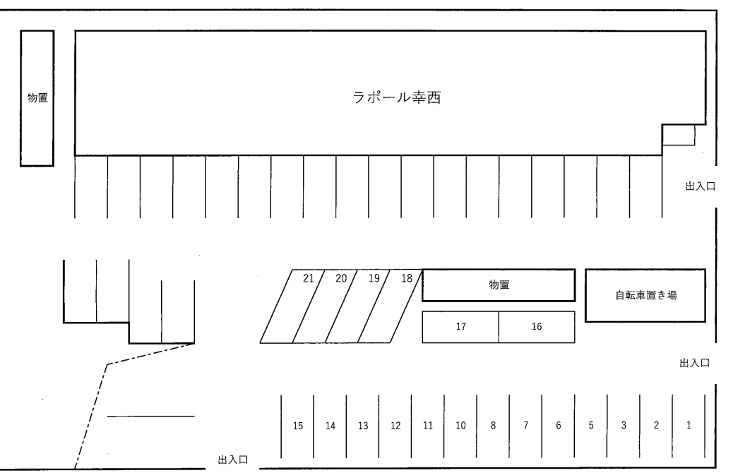 西10条南10丁目月極駐車場の駐車配置図