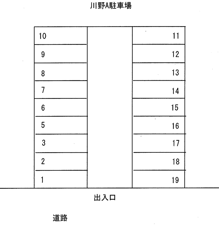 川野Ａ駐車場の駐車配置図
