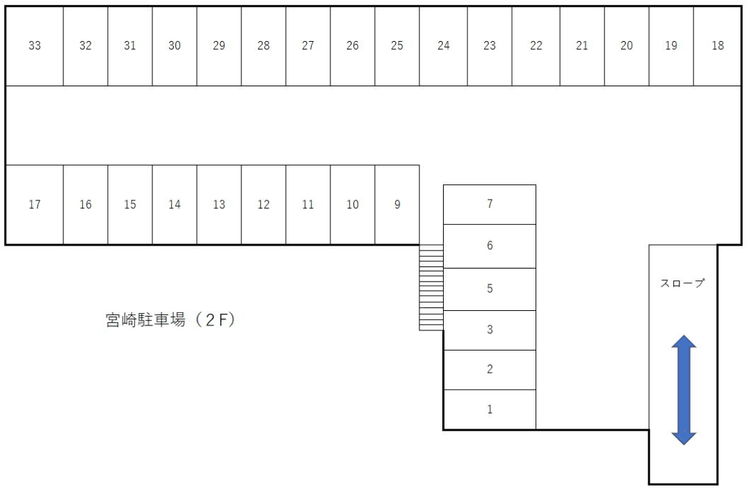 宮崎駐車場（２階）の駐車配置図