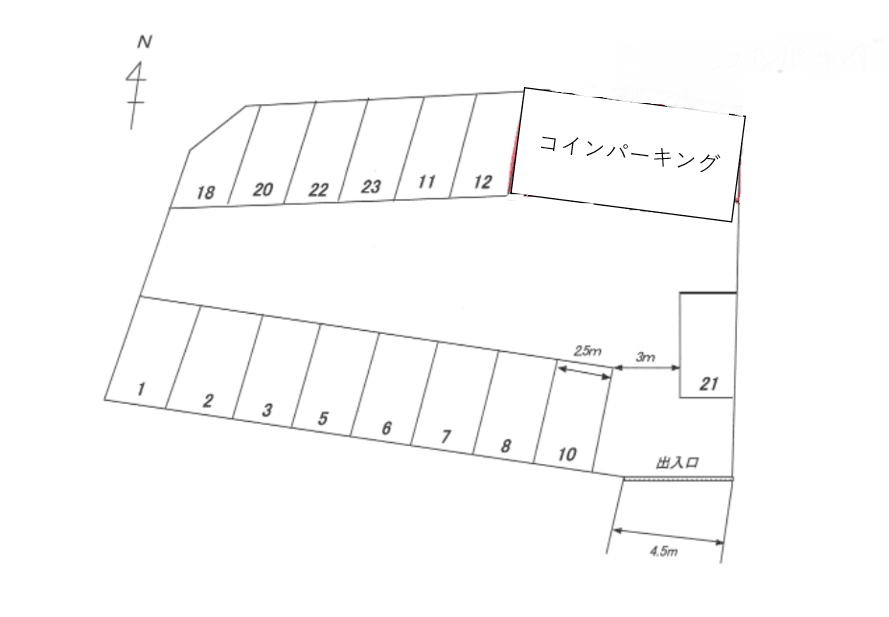 耳原パーキングの駐車配置図