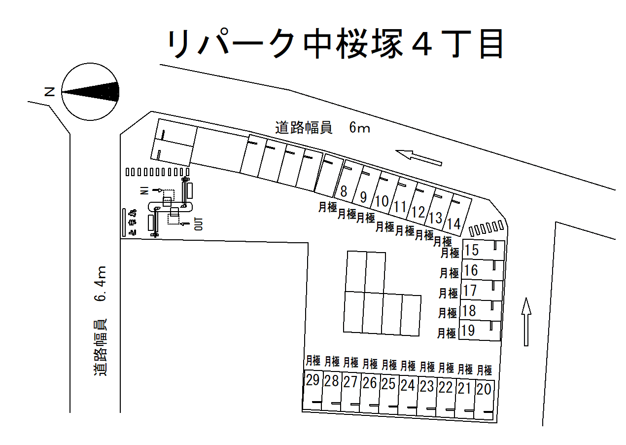 中桜塚４丁目の駐車配置図